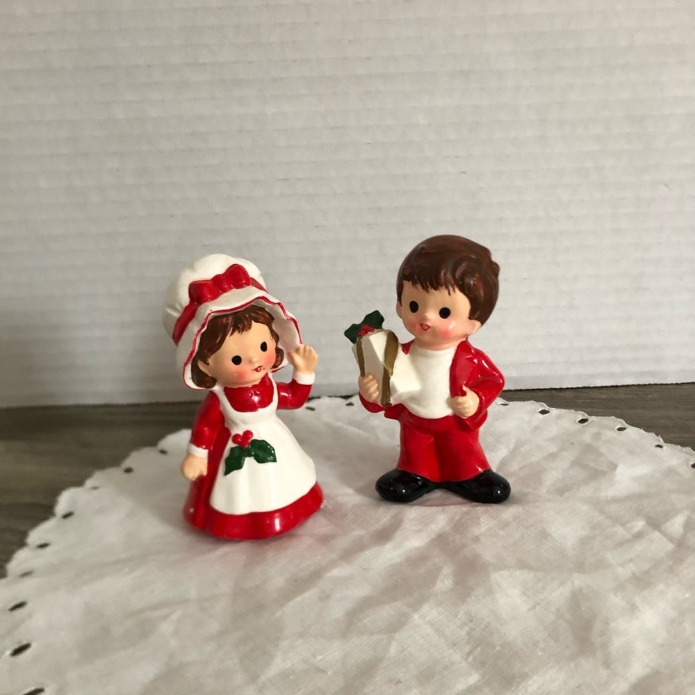 Vtg Inarco Japan Girl and Boy Christmas Figures - Picture 2 of 10